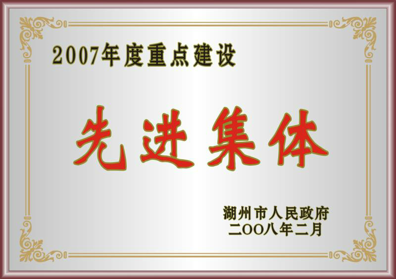 2007年度湖州市重點建設(shè)先進集體